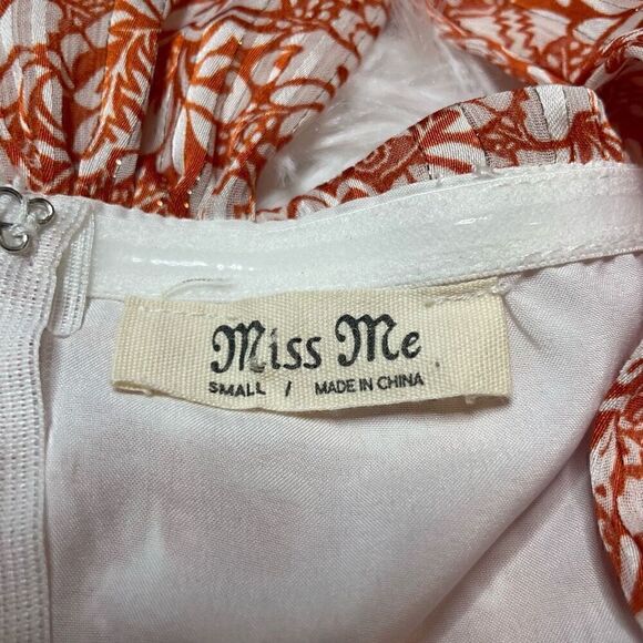 Miss Me Orange Floral Criss Cross Sleeveless Halter Dress Womens Size Small - Picture 7 of 13